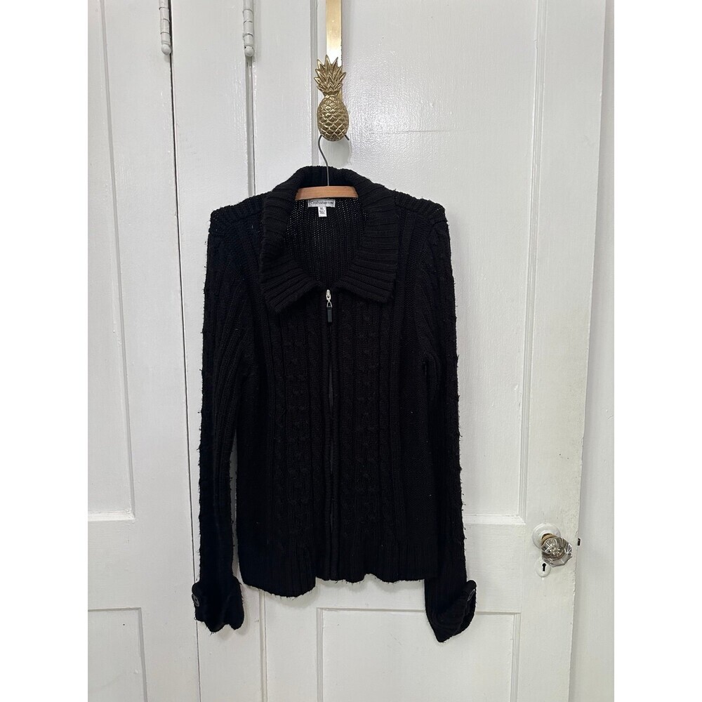 Croft and barrow women’s size X – large black zip up sweater